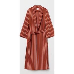 H&M striped long straight‎ cut duster Coat